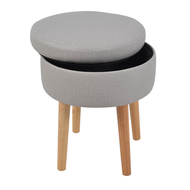 ΣΚΑΜΠΟ ΥΦΑΣΜΑΤΙΝΟ ΓΚΡΙ ΜΕ ΞΥΛΙΝΑ ΠΟΔΙΑ 36x43εκ