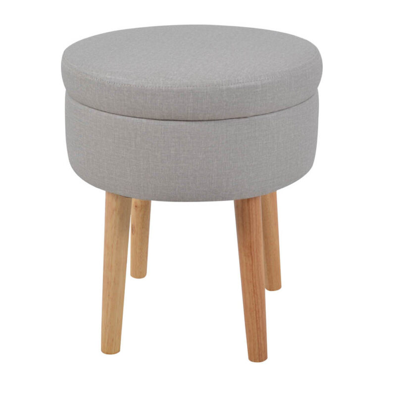 ΣΚΑΜΠΟ ΥΦΑΣΜΑΤΙΝΟ ΓΚΡΙ ΜΕ ΞΥΛΙΝΑ ΠΟΔΙΑ 36x43εκ